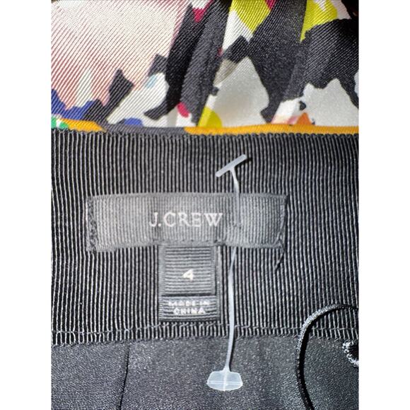 J. Crew Double Pleated Silk Flare Skirt Colorful Brushstroke Floral, Size 4 - Picture 4 of 13